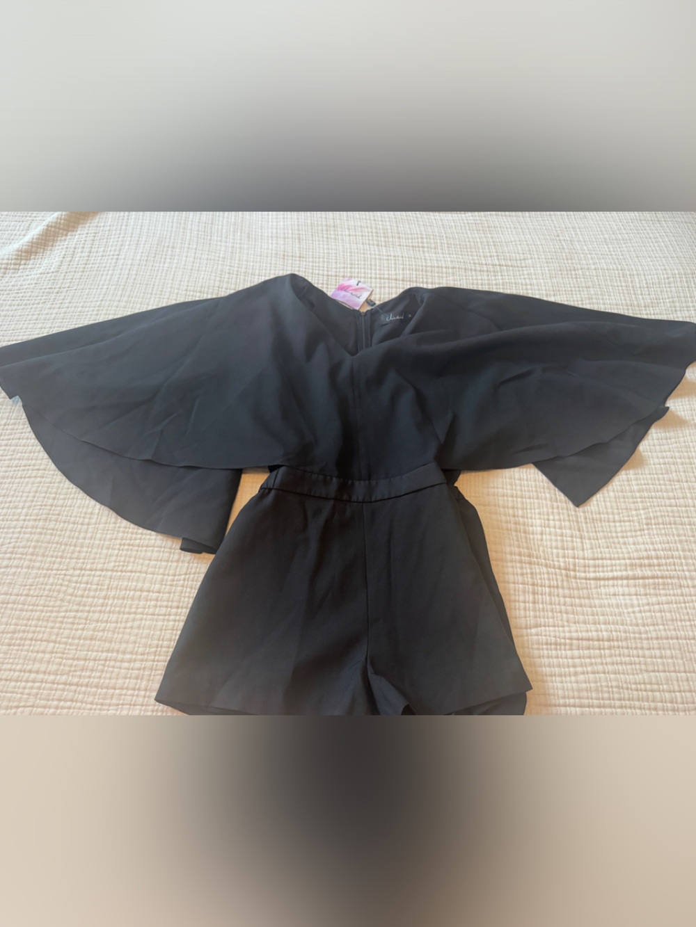 Chicwish Black High-Waist Shorts with Draped Overlay